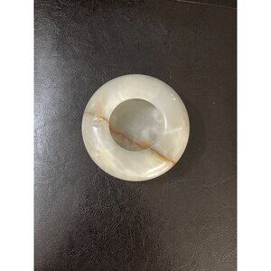 Vintage Hand Carved Marble Onyx Stone Ashtray